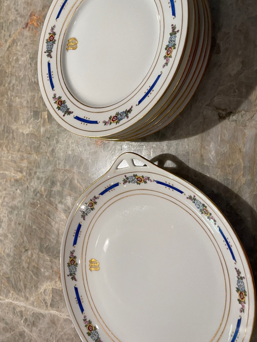 Antique 1916 Rosenthal Else Pomona 7 Piece Dessert Cake Set Monogram MCD Chicago
